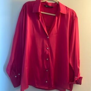 Zara satin charmeuse silky like button down blouse.